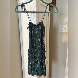 Green/floral mini dress